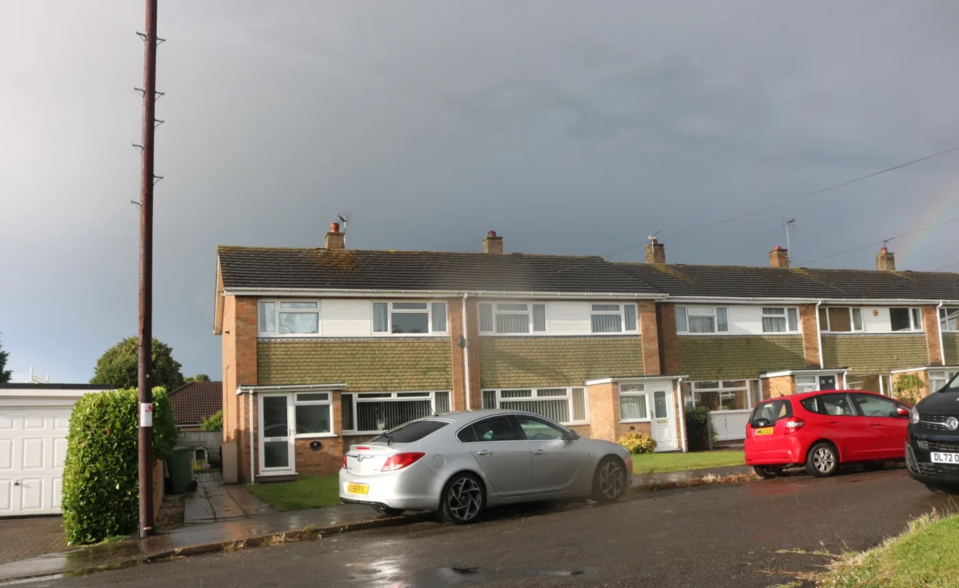 Houses on Parkland Road, Sprowston. Broadland collects rubbish and recycling on alternate fortnights and food waste every week